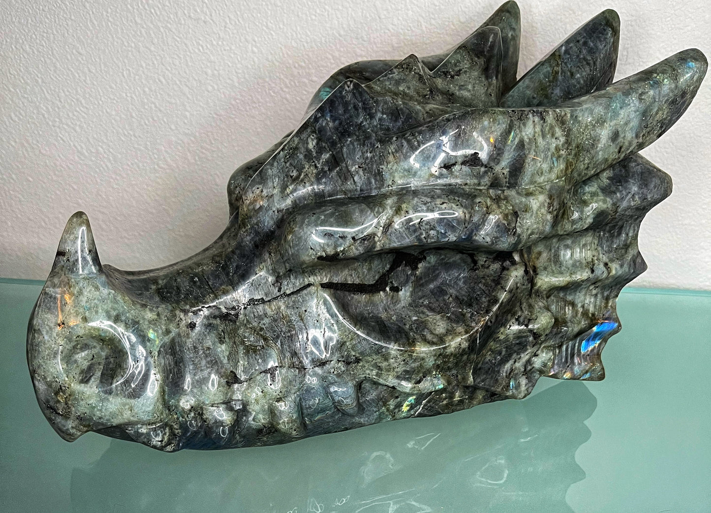 Labradorite Dragon Skull, XXL