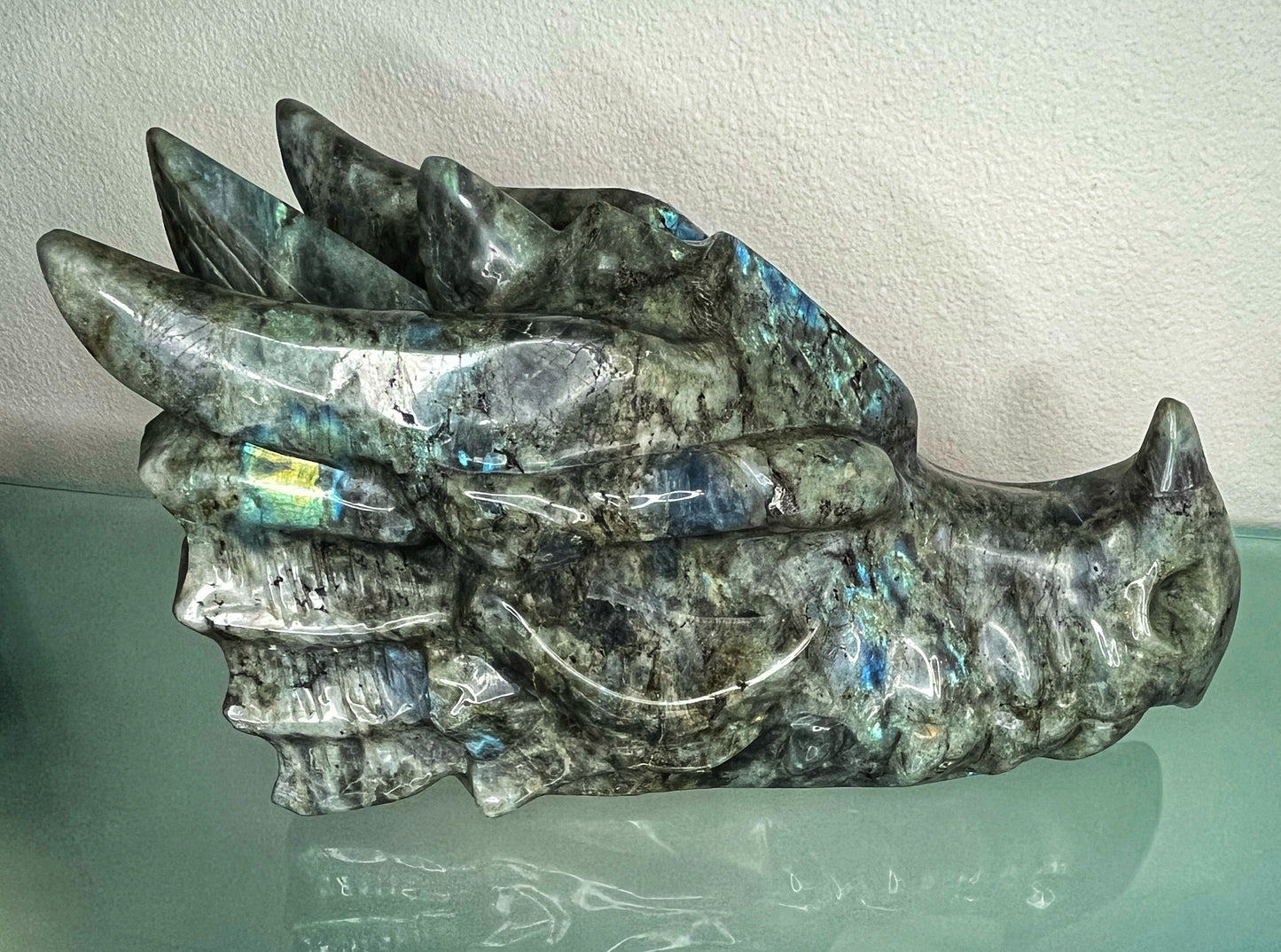 Labradorite Dragon Skull, XXL