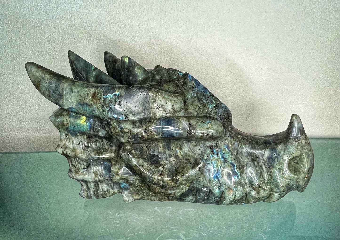 Labradorite Dragon Skull, XXL