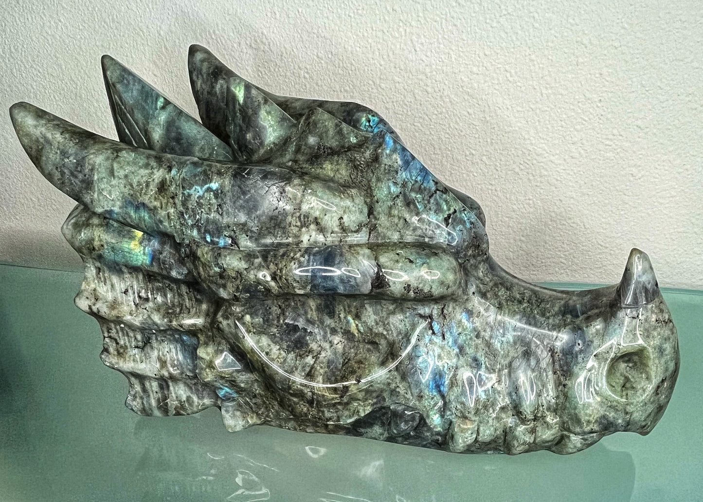 Labradorite Dragon Skull, XXL