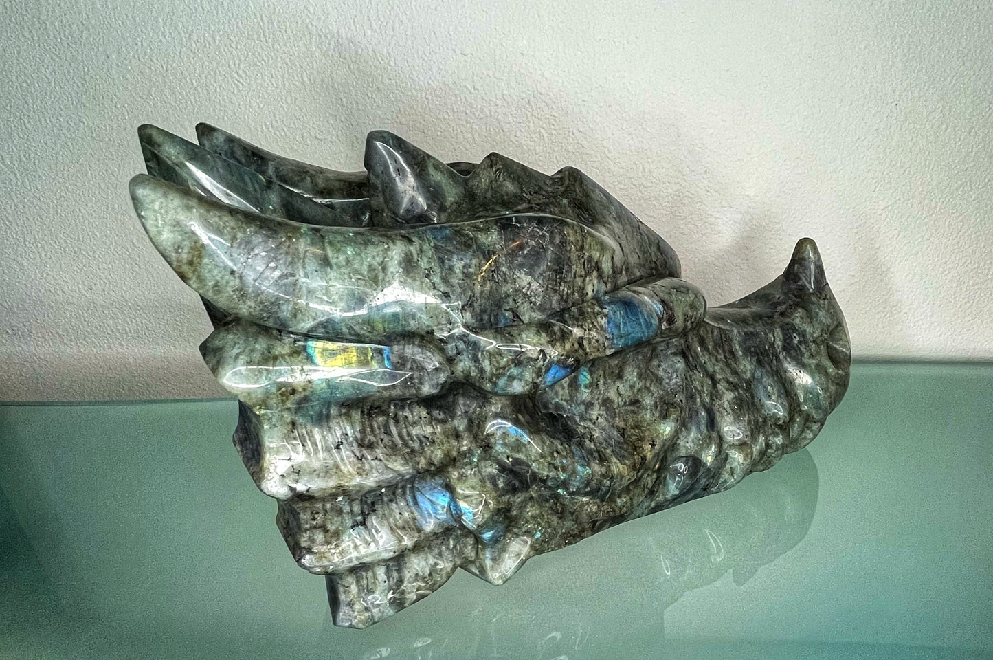 Labradorite Dragon Skull, XXL