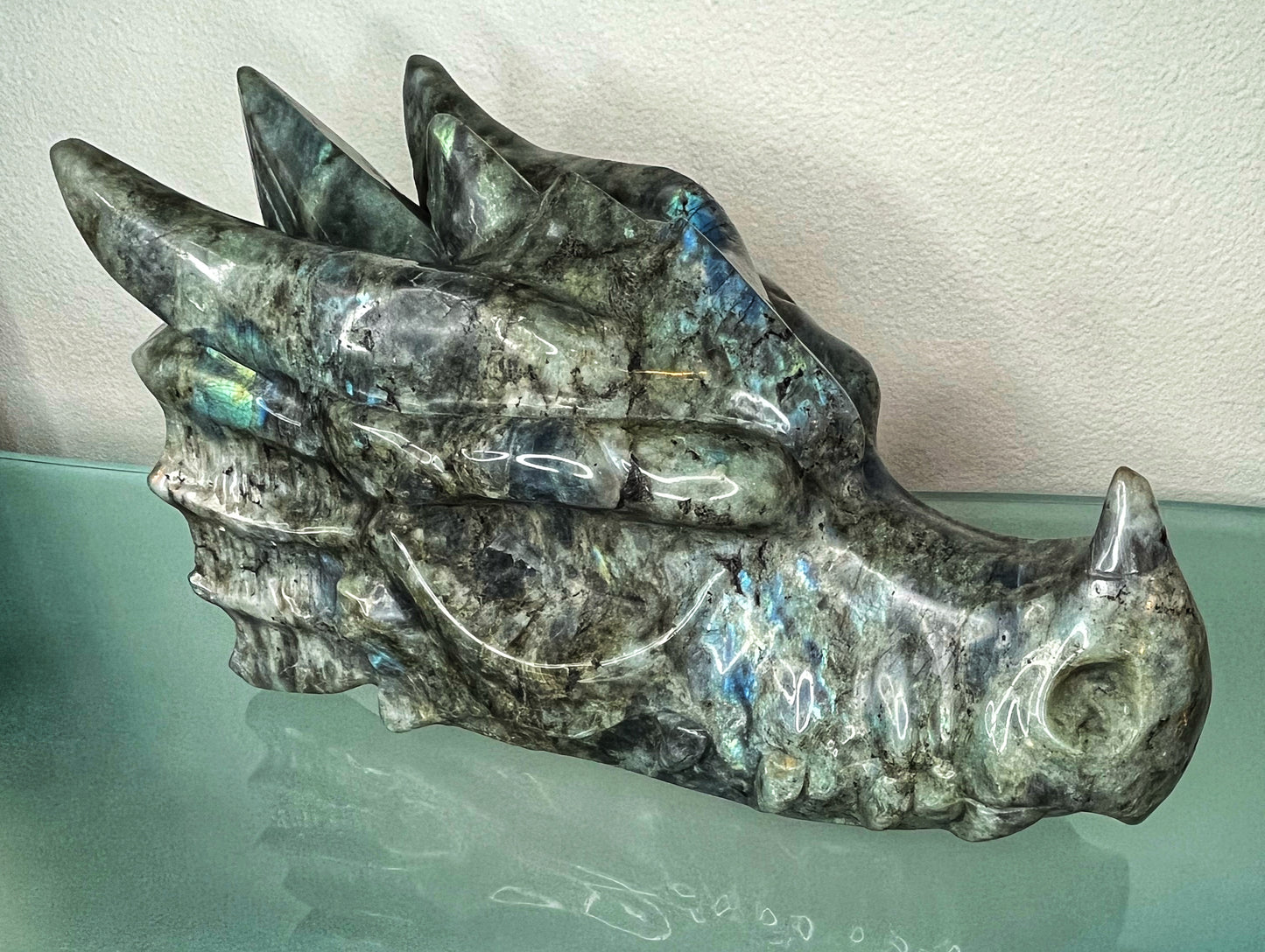 Labradorite Dragon Skull, XXL