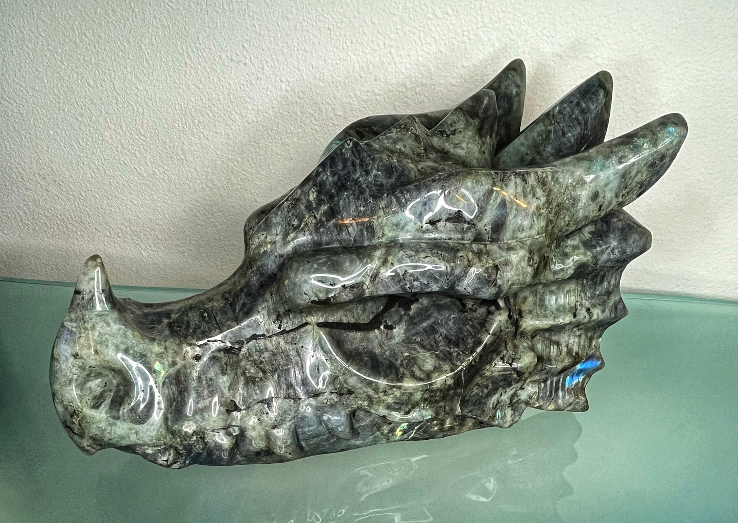 Labradorite Dragon Skull, XXL